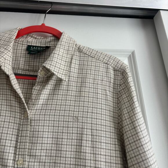 Lauren Ralph Lauren Women’s Cotton Flannel Plaid Checkered Button Up Shirt L - Picture 6 of 11